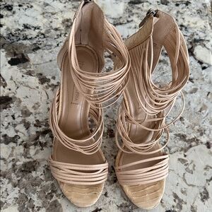 BCBG Beige Strappy Heels